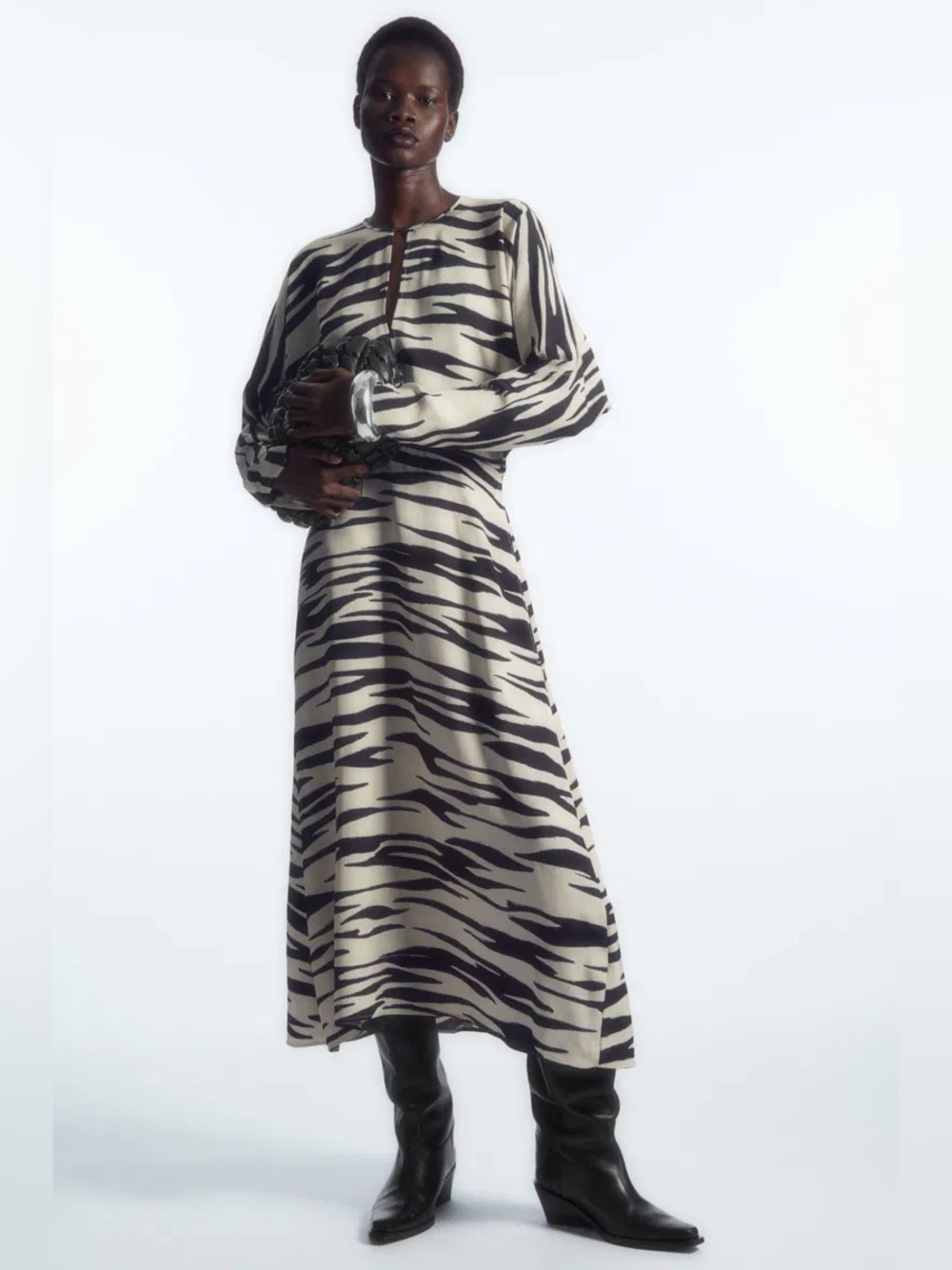 COS Zebra-Print Cutout Midi Dress